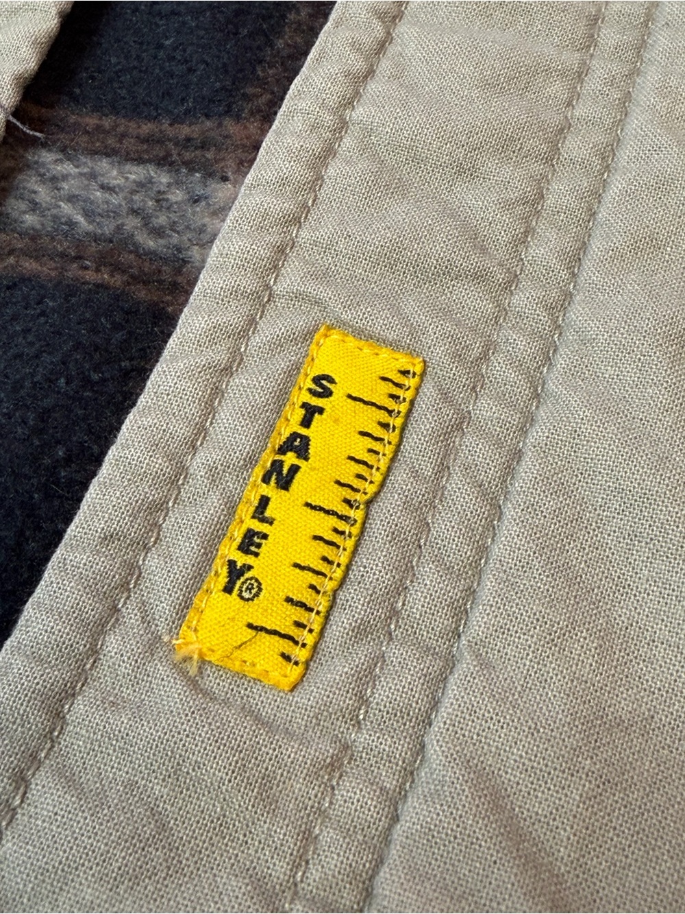 Vintage Y2K Stanley Flannel Lined Work Shirt Jacket XXL Beige Shacket - Picture 2 of 6